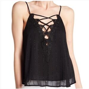 Astr The Label Lace Up Camisole in Black